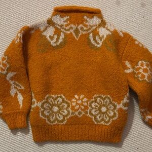 Misha And Puff Marigold 100% Alpaca Floral Kids Sweater